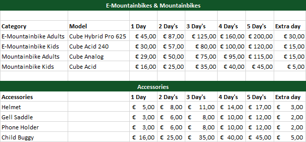 Pricelist EN 2023